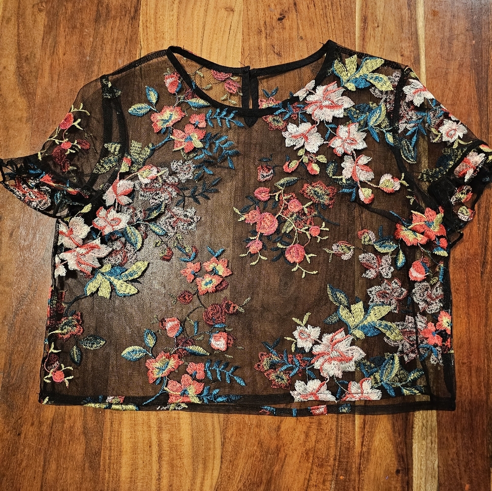 Flora Mesh crop Top